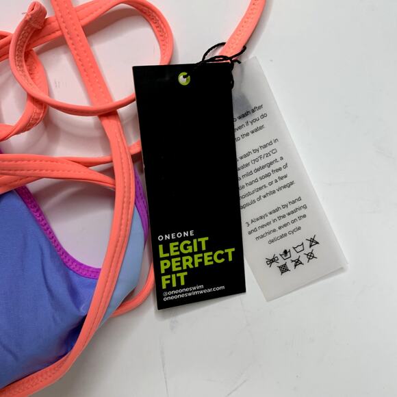 OneOne Swimwear Set Bikini New Blue Neon Womens Large - Picture 12 of 14